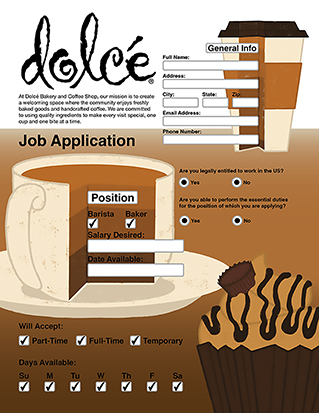 Application for Dolcé Bakery and Coffee Shop.